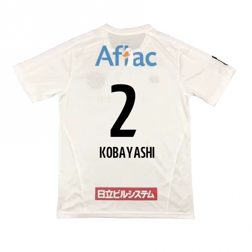 Kids Football Kensei Kobayashi #2 White Black Away Jersey 2024/25 T-Shirt