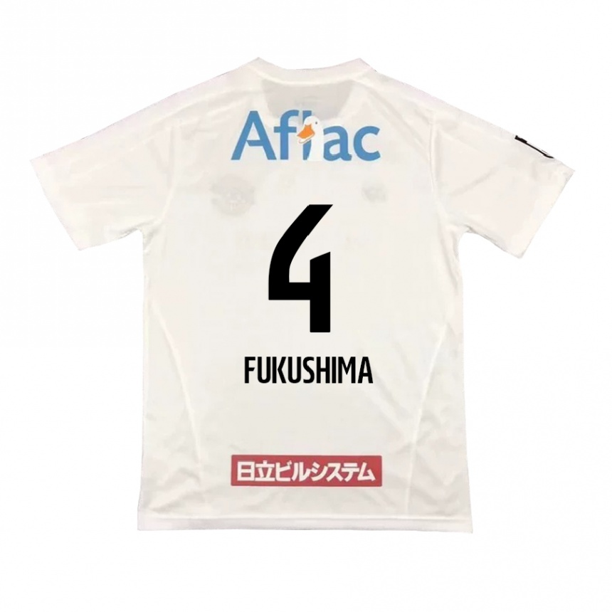 Kids Football Taiga Fukushima #4 White Black Away Jersey 2024/25 T-Shirt