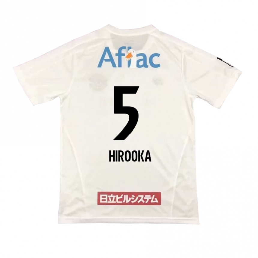 Kids Football Eita Hirooka #5 White Black Away Jersey 2024/25 T-Shirt