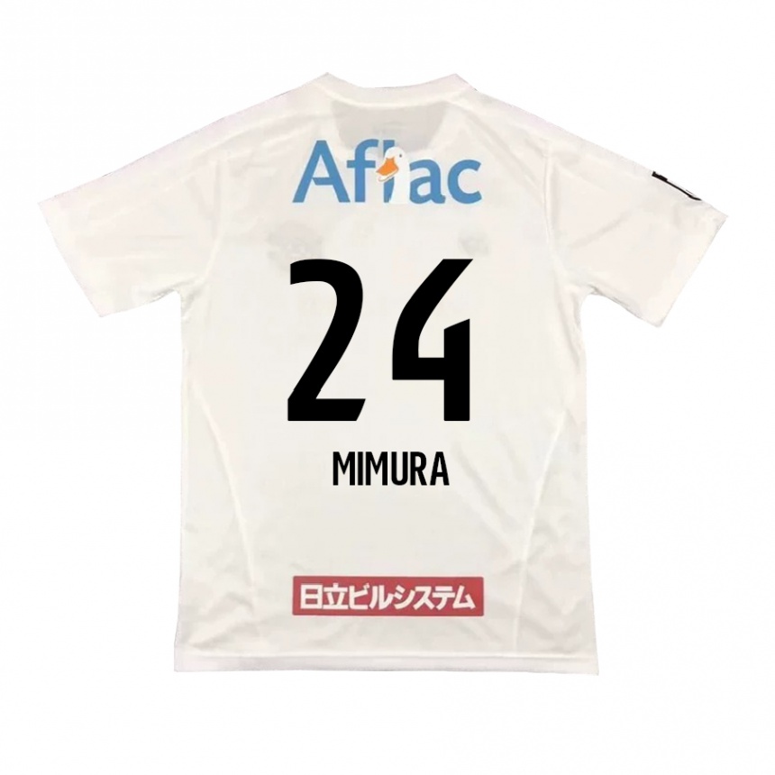 Kids Football Kaname Mimura #24 White Black Away Jersey 2024/25 T-Shirt