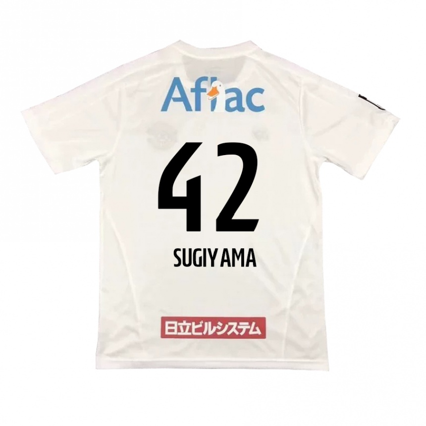 Kids Football Shunnosuke Sugiyama #42 White Black Away Jersey 2024/25 T-Shirt