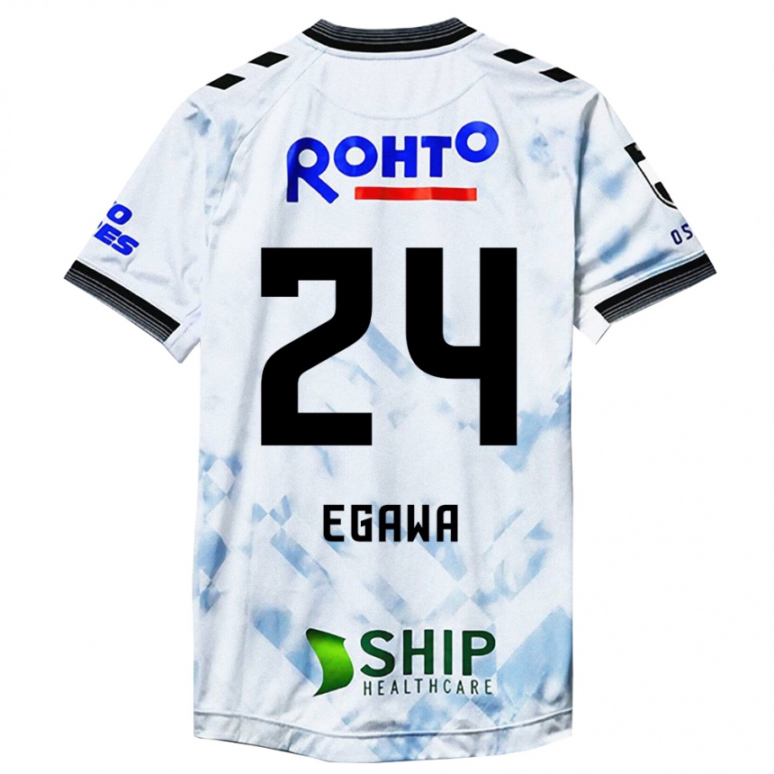 Kids Football Yusei Egawa #24 White Black Away Jersey 2024/25 T-Shirt