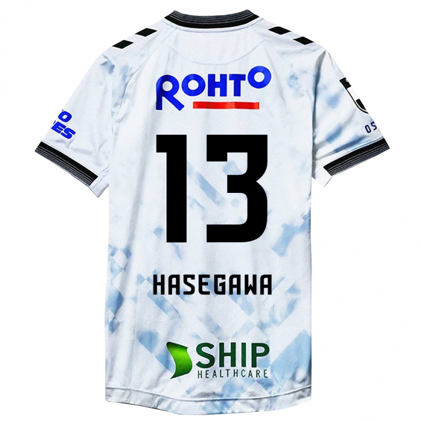 Kids Football Kosei Hasegawa #13 White Black Away Jersey 2024/25 T-Shirt