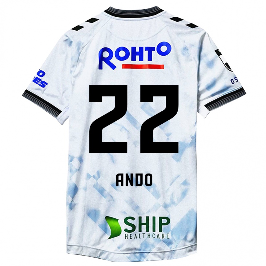 Kids Football Rikuto Ando #22 White Black Away Jersey 2024/25 T-Shirt