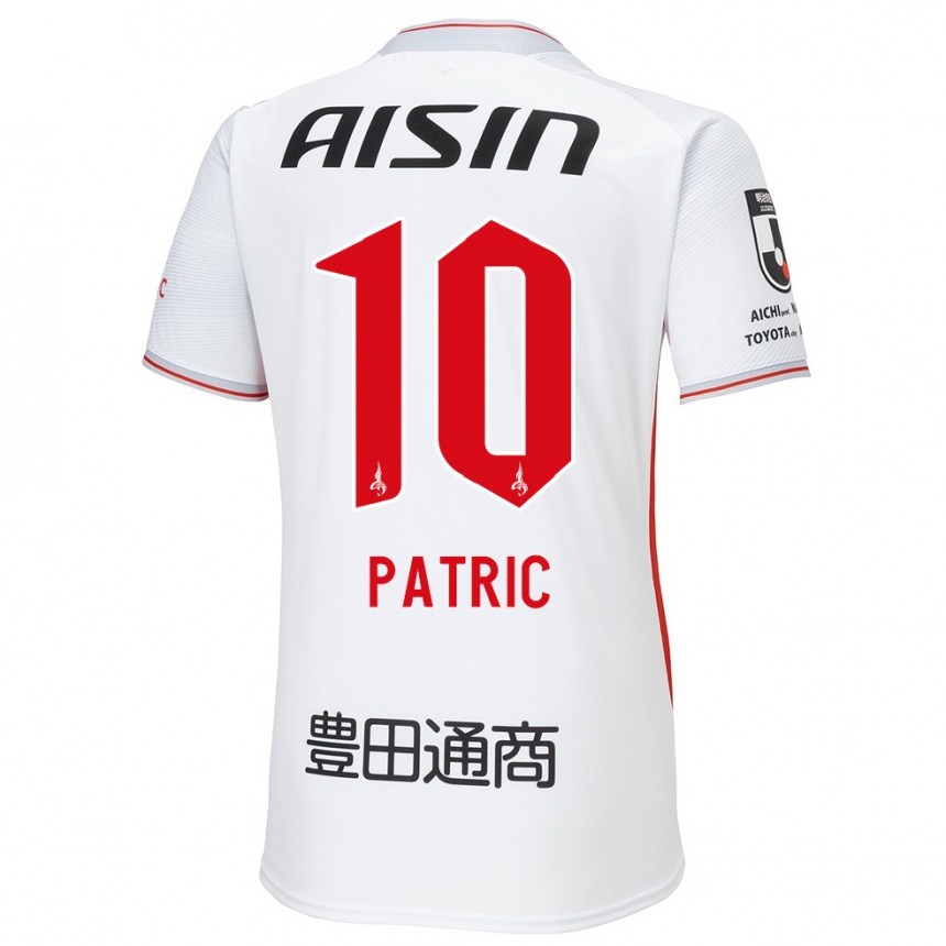 Kids Football Patric #10 White Yellow Red Away Jersey 2024/25 T-Shirt