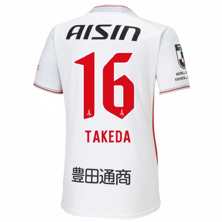 Kids Football Yohei Takeda #16 White Yellow Red Away Jersey 2024/25 T-Shirt