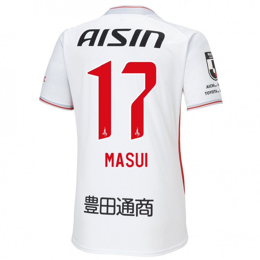 Kids Football Ken Masui #17 White Yellow Red Away Jersey 2024/25 T-Shirt