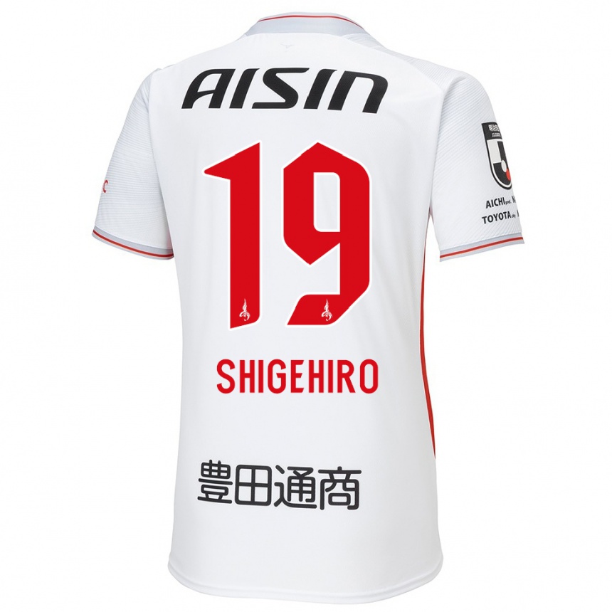 Kids Football Takuya Shigehiro #19 White Yellow Red Away Jersey 2024/25 T-Shirt