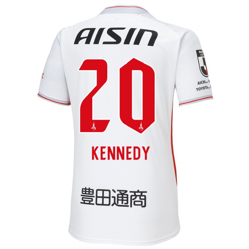 Kids Football Kennedy Egbus Mikuni #20 White Yellow Red Away Jersey 2024/25 T-Shirt