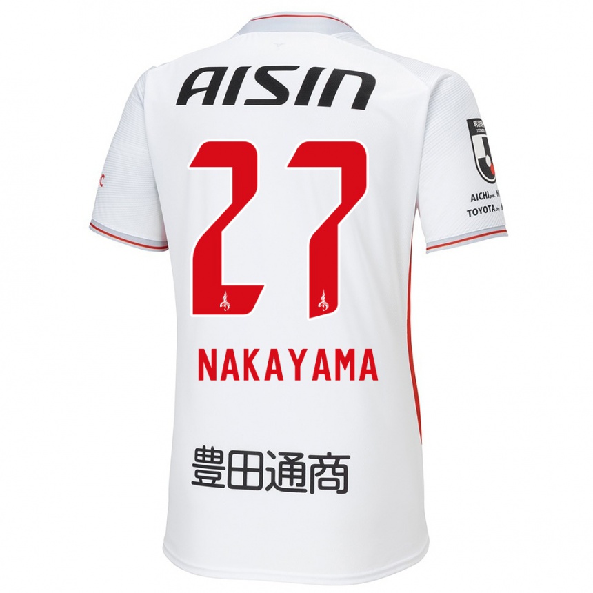 Kids Football Katsuhiro Nakayama #27 White Yellow Red Away Jersey 2024/25 T-Shirt