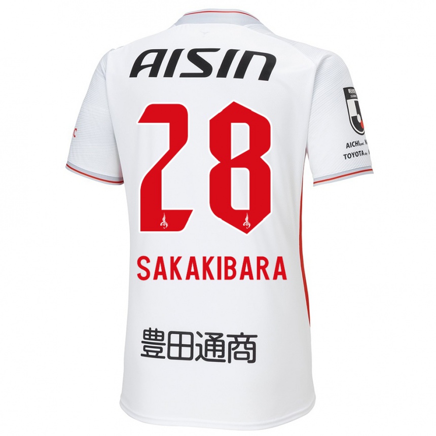 Kids Football Kyota Sakakibara #28 White Yellow Red Away Jersey 2024/25 T-Shirt