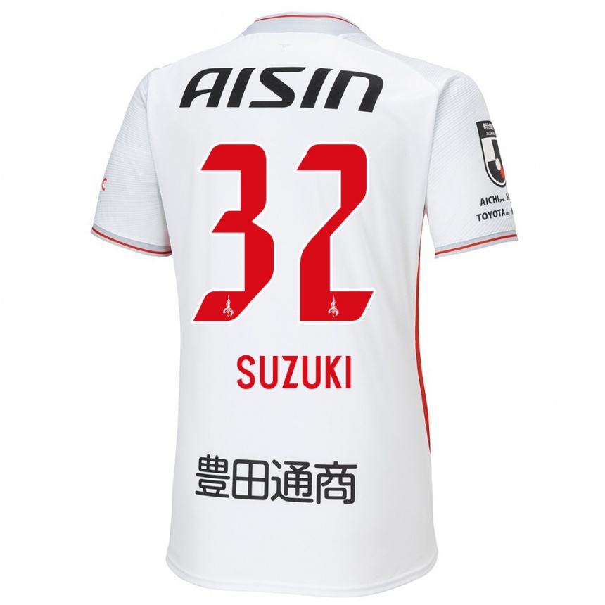 Kids Football Haruto Suzuki #32 White Yellow Red Away Jersey 2024/25 T-Shirt