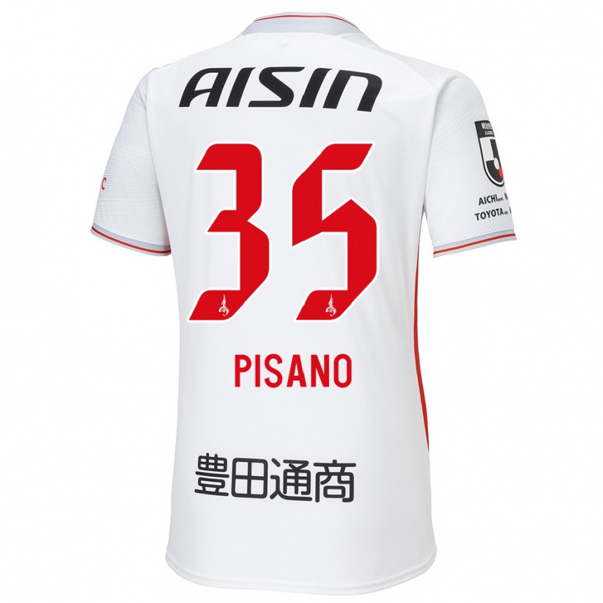 Kids Football Alexandre Pisano #35 White Yellow Red Away Jersey 2024/25 T-Shirt