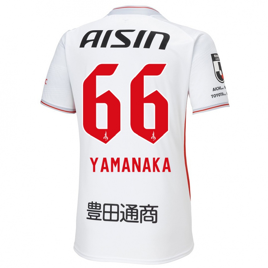 Kids Football Ryosuke Yamanaka #66 White Yellow Red Away Jersey 2024/25 T-Shirt