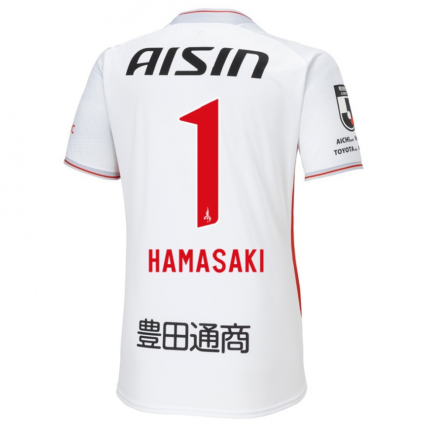 Kids Football Shiki Hamasaki #1 White Yellow Red Away Jersey 2024/25 T-Shirt