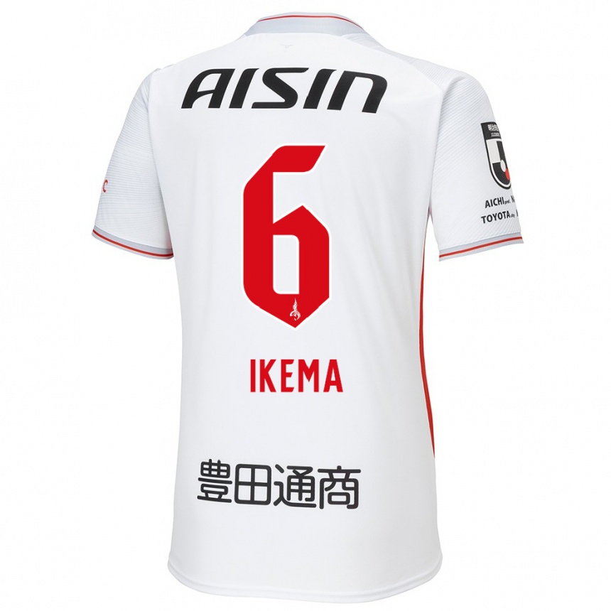 Kids Football Kano Ikema #6 White Yellow Red Away Jersey 2024/25 T-Shirt