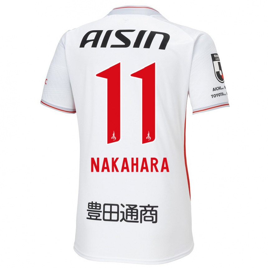 Kids Football Sora Nakahara #11 White Yellow Red Away Jersey 2024/25 T-Shirt