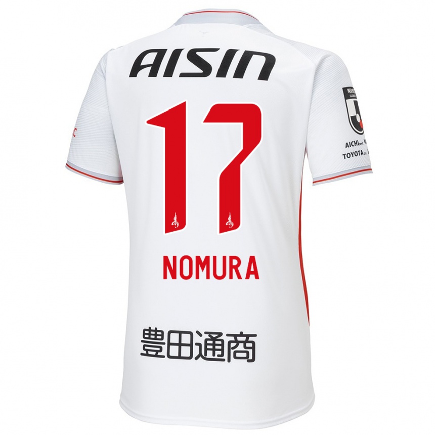 Kids Football Yuto Nomura #17 White Yellow Red Away Jersey 2024/25 T-Shirt