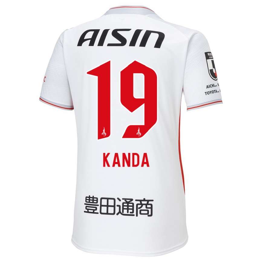 Kids Football Ryu Kanda #19 White Yellow Red Away Jersey 2024/25 T-Shirt