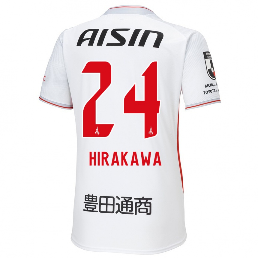 Kids Football Haruto Hirakawa #24 White Yellow Red Away Jersey 2024/25 T-Shirt