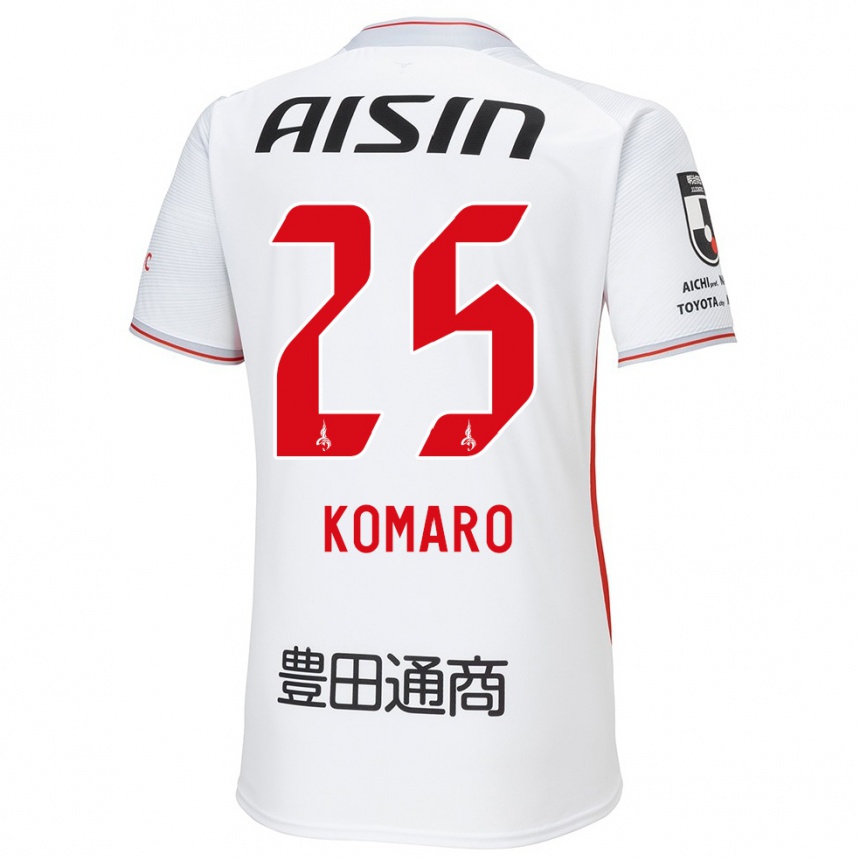 Kids Football Shuta Komaro #25 White Yellow Red Away Jersey 2024/25 T-Shirt