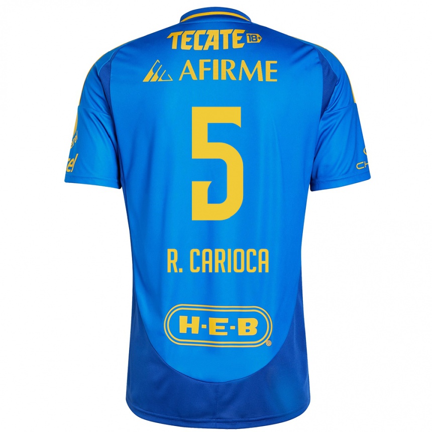 Kids Football Rafael Carioca #5 Blue Yellow Away Jersey 2024/25 T-Shirt