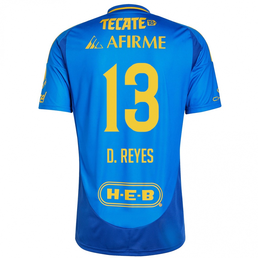 Kids Football Diego Reyes #13 Blue Yellow Away Jersey 2024/25 T-Shirt