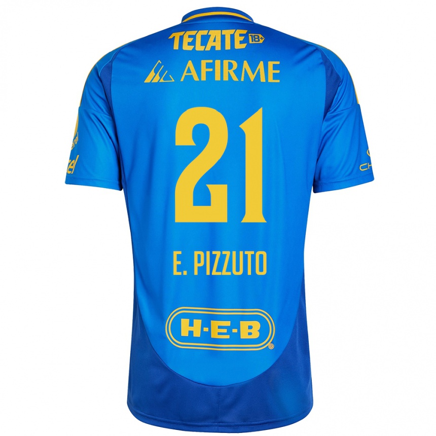 Kids Football Eugenio Pizzuto #21 Blue Yellow Away Jersey 2024/25 T-Shirt