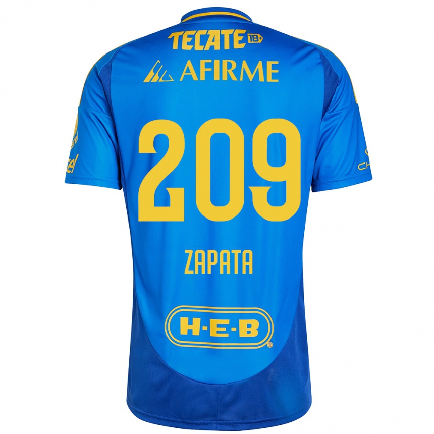 Kids Football Jorge Zapata #209 Blue Yellow Away Jersey 2024/25 T-Shirt