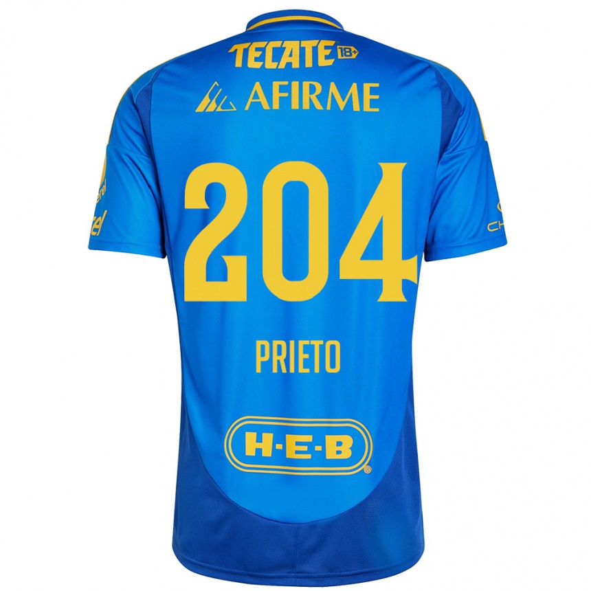 Kids Football Leonel Prieto #204 Blue Yellow Away Jersey 2024/25 T-Shirt