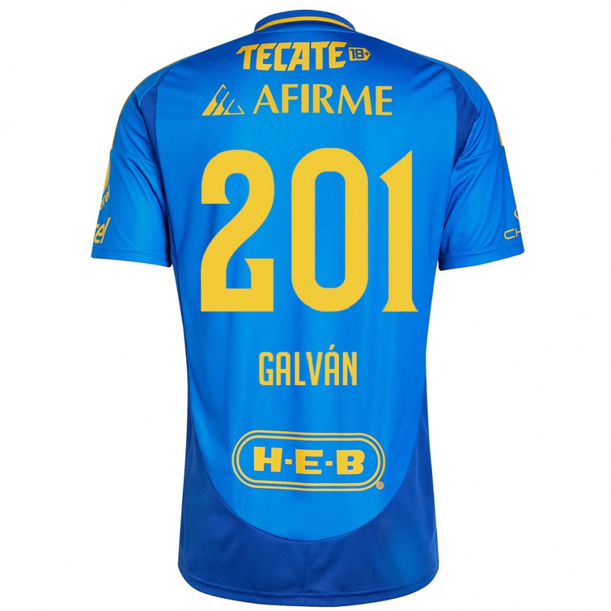 Kids Football Isac Galván #201 Blue Yellow Away Jersey 2024/25 T-Shirt