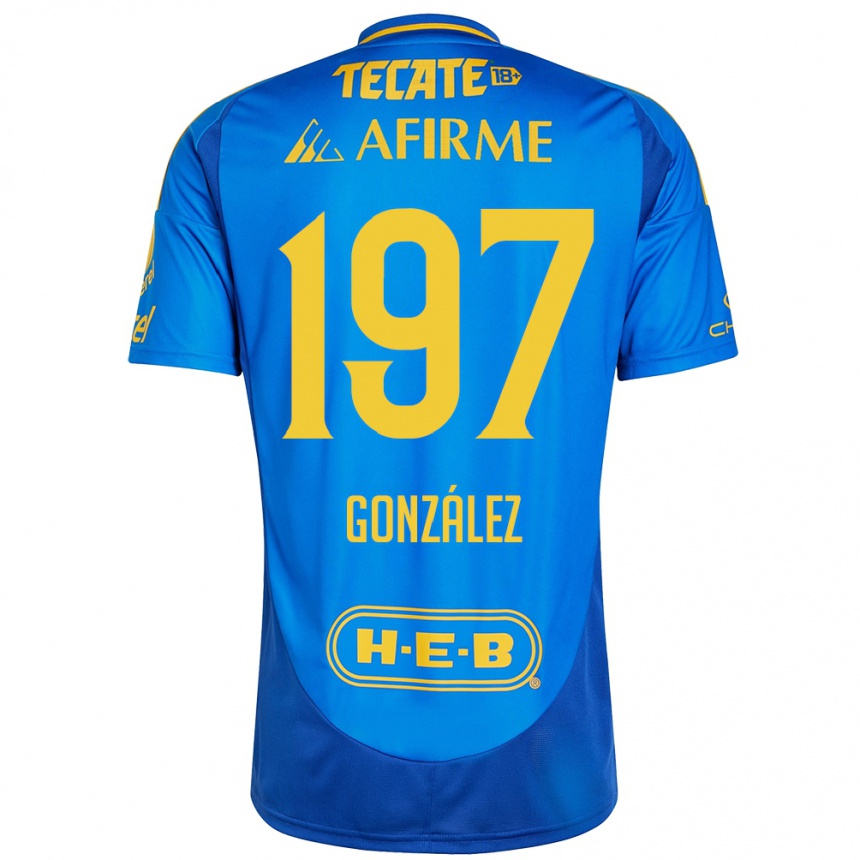 Kids Football Germán González #197 Blue Yellow Away Jersey 2024/25 T-Shirt