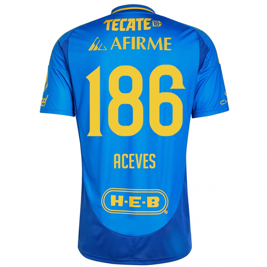 Kids Football Israel Aceves #186 Blue Yellow Away Jersey 2024/25 T-Shirt