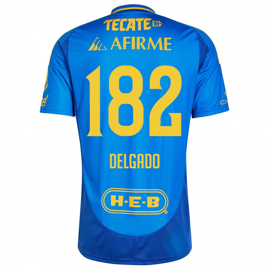 Kids Football Arturo Delgado #182 Blue Yellow Away Jersey 2024/25 T-Shirt