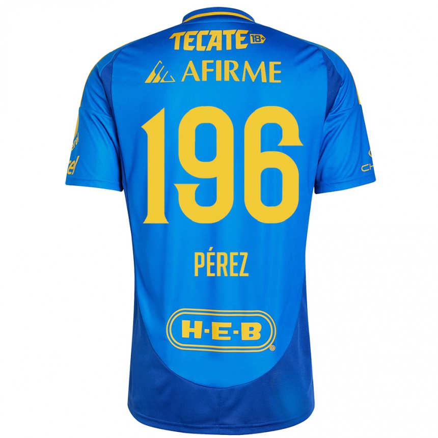 Kids Football Axel Pérez #196 Blue Yellow Away Jersey 2024/25 T-Shirt