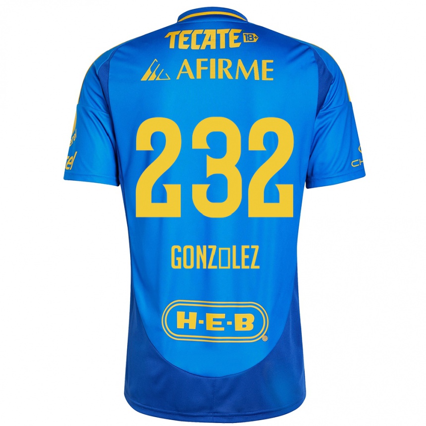 Kids Football César González #232 Blue Yellow Away Jersey 2024/25 T-Shirt