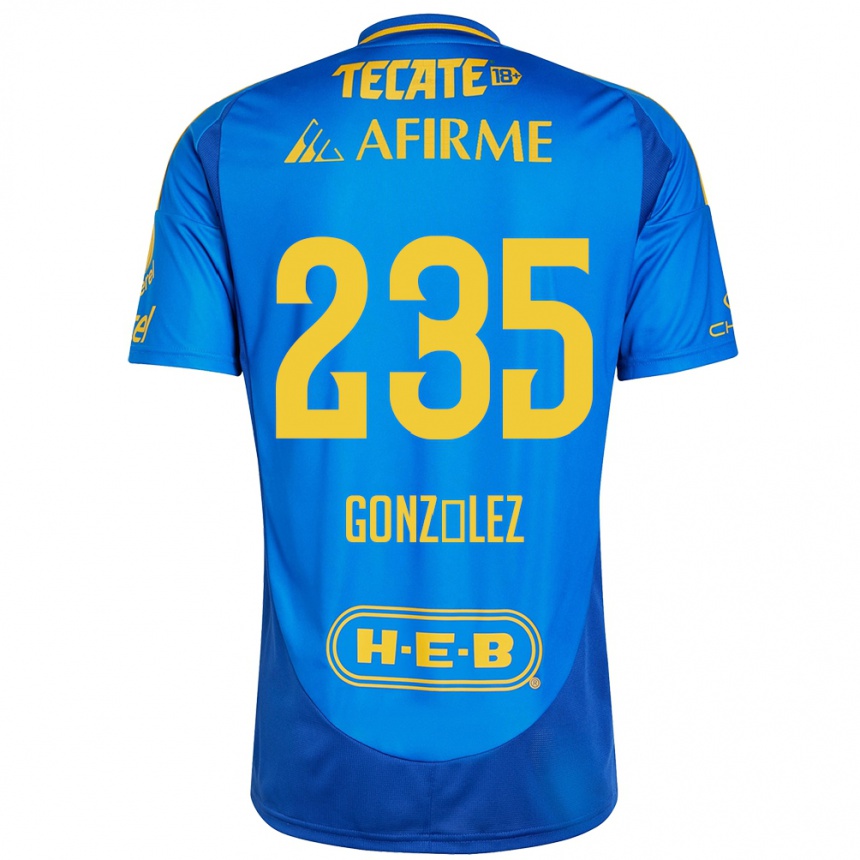 Kids Football Mauricio González #235 Blue Yellow Away Jersey 2024/25 T-Shirt