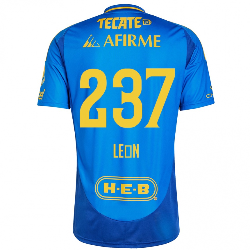 Kids Football Gabriel León #237 Blue Yellow Away Jersey 2024/25 T-Shirt