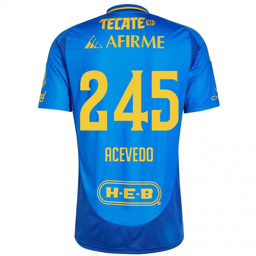 Kids Football Kevin Acevedo #245 Blue Yellow Away Jersey 2024/25 T-Shirt