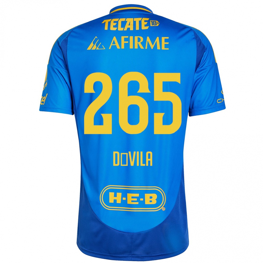 Kids Football Emiliano Dávila #265 Blue Yellow Away Jersey 2024/25 T-Shirt