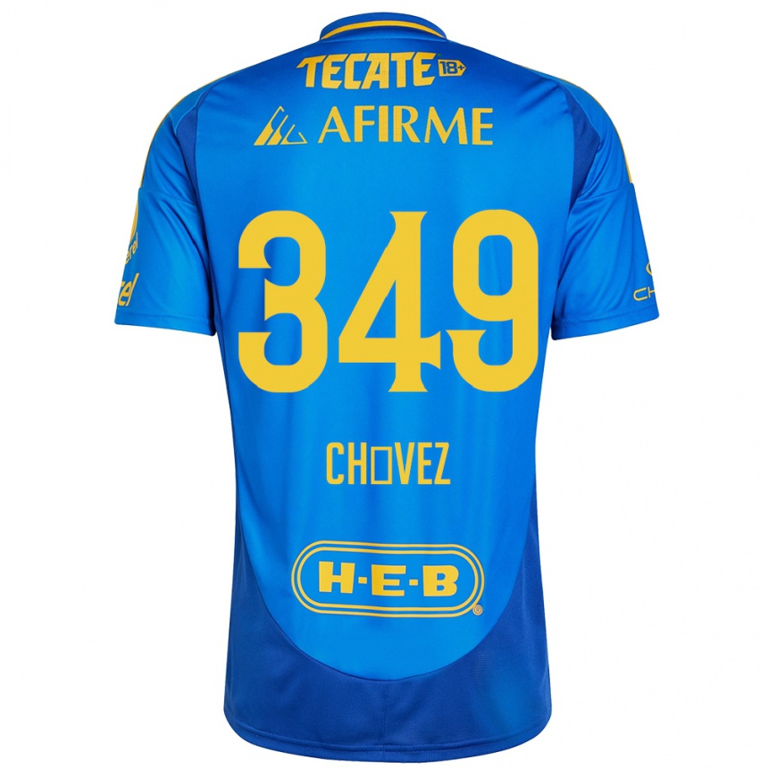 Kids Football Jorge Chávez #349 Blue Yellow Away Jersey 2024/25 T-Shirt