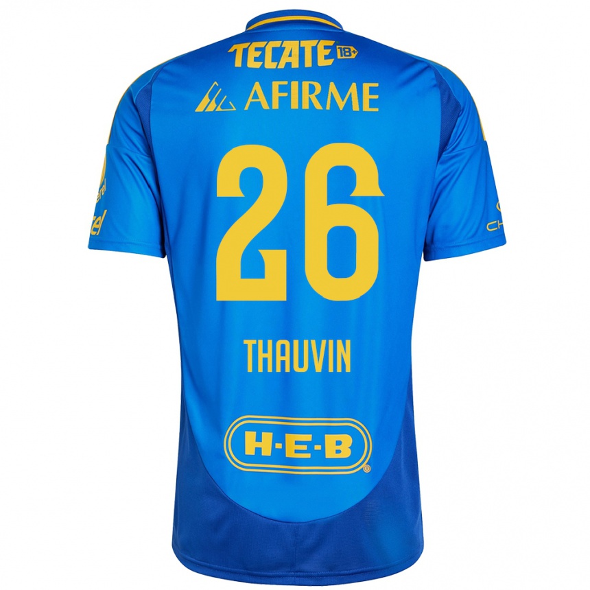 Kids Football Florian Thauvin #26 Blue Yellow Away Jersey 2024/25 T-Shirt