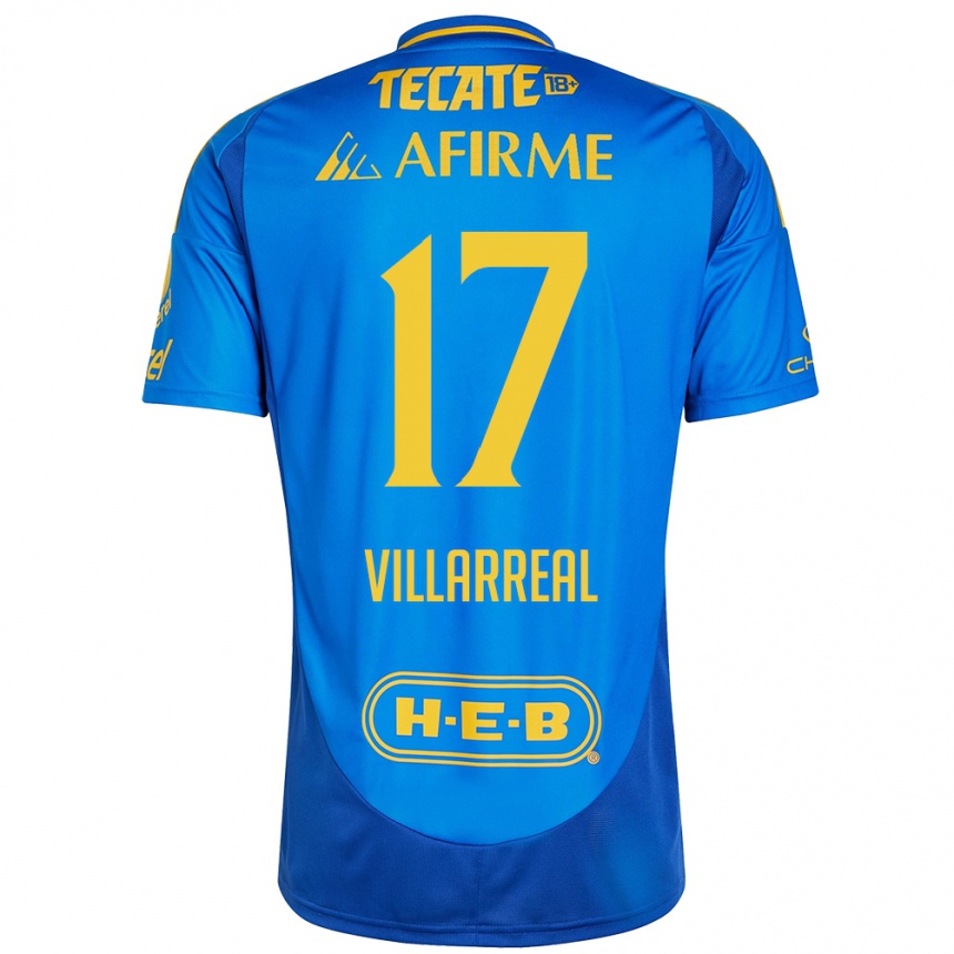 Kids Football Natalia Villarreal #17 Blue Yellow Away Jersey 2024/25 T-Shirt