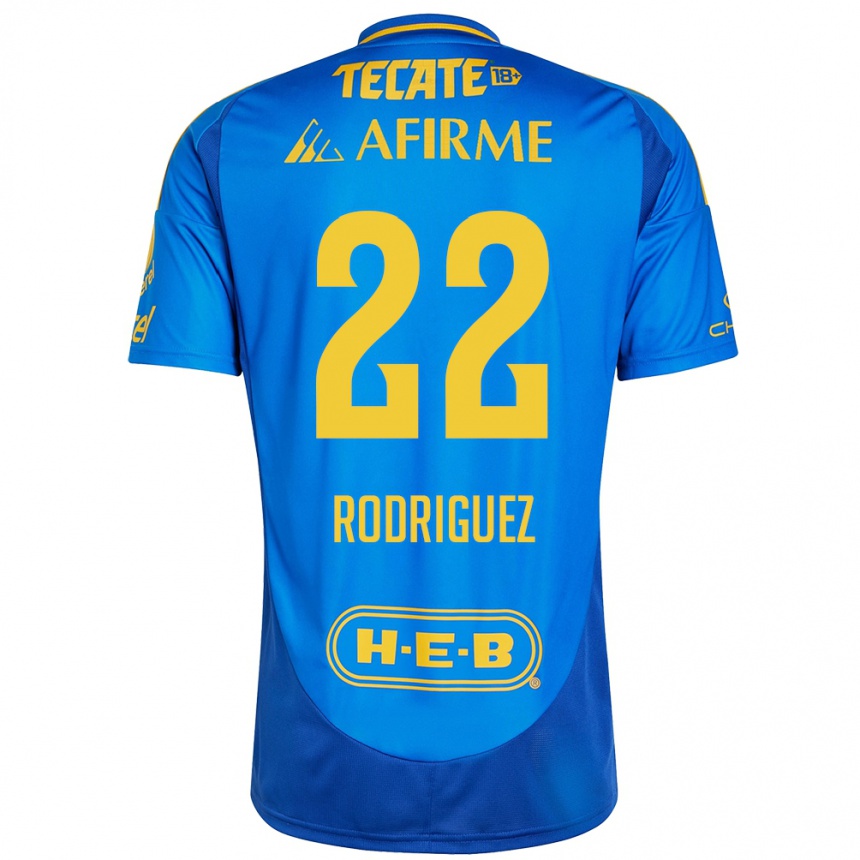 Kids Football Anika Rodriguez #22 Blue Yellow Away Jersey 2024/25 T-Shirt