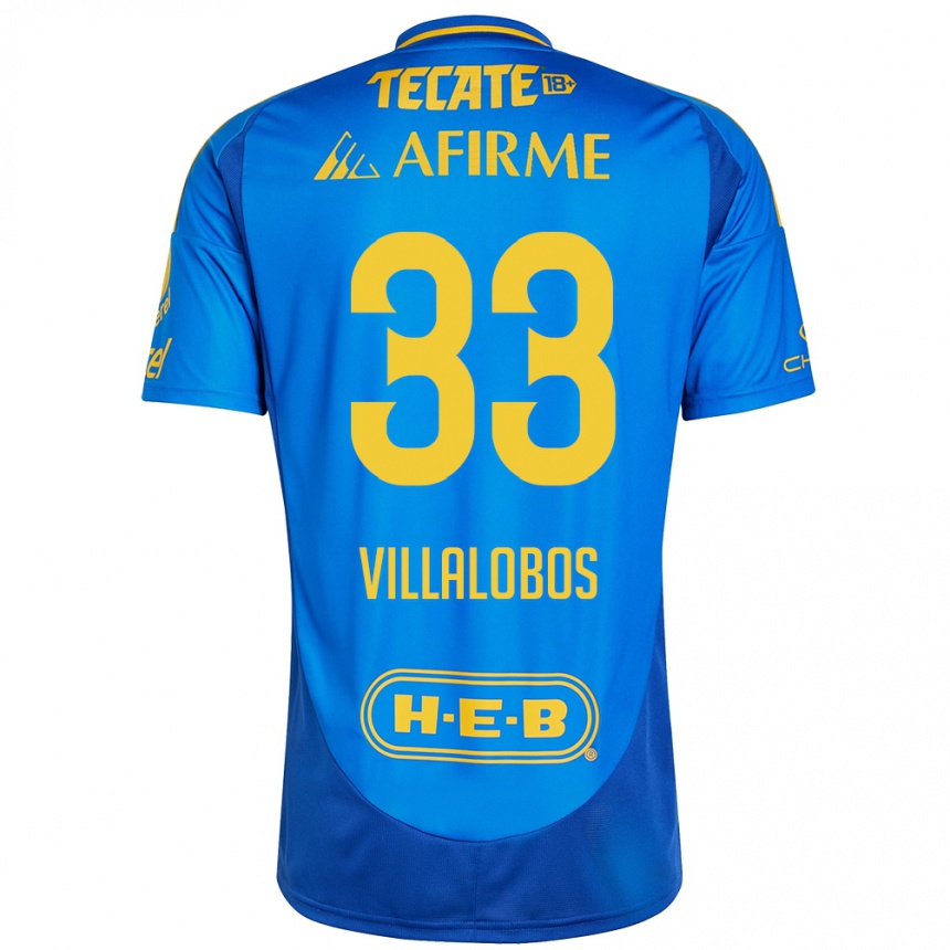 Kids Football Vania Villalobos #33 Blue Yellow Away Jersey 2024/25 T-Shirt