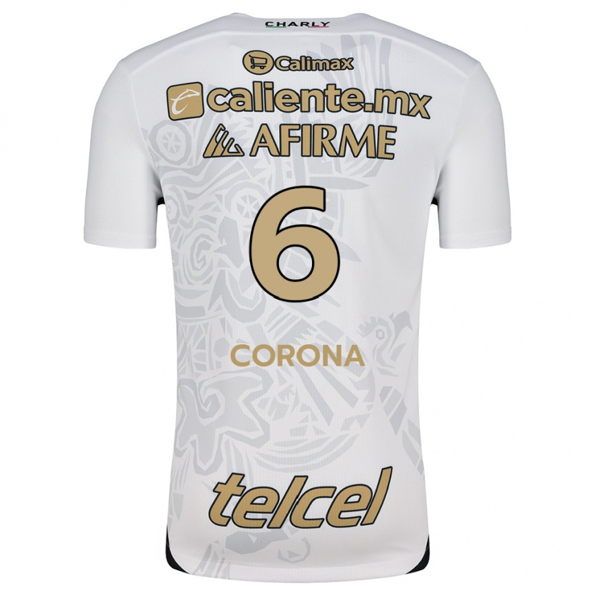 Kids Football Joe Corona #6 White Black Away Jersey 2024/25 T-Shirt