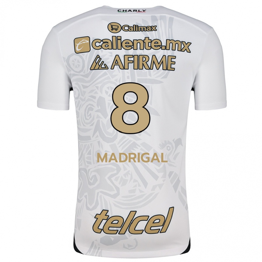 Kids Football Fernando Madrigal #8 White Black Away Jersey 2024/25 T-Shirt