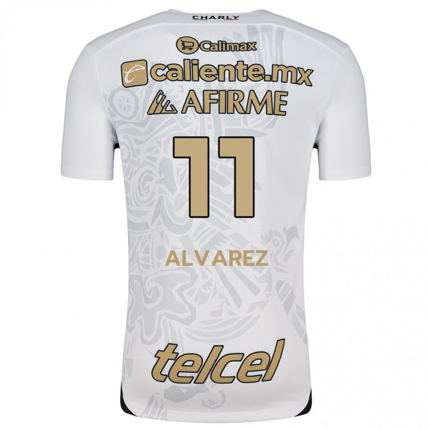 Kids Football Efraín Álvarez #11 White Black Away Jersey 2024/25 T-Shirt