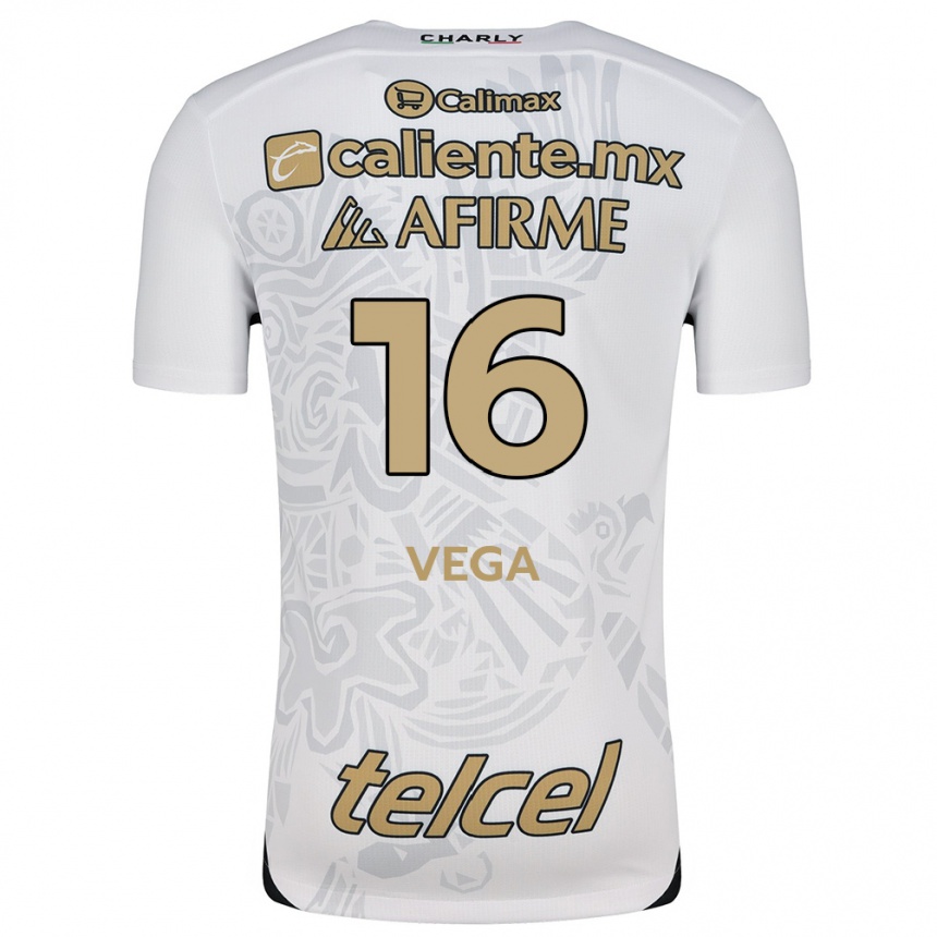 Kids Football Jesús Vega #16 White Black Away Jersey 2024/25 T-Shirt