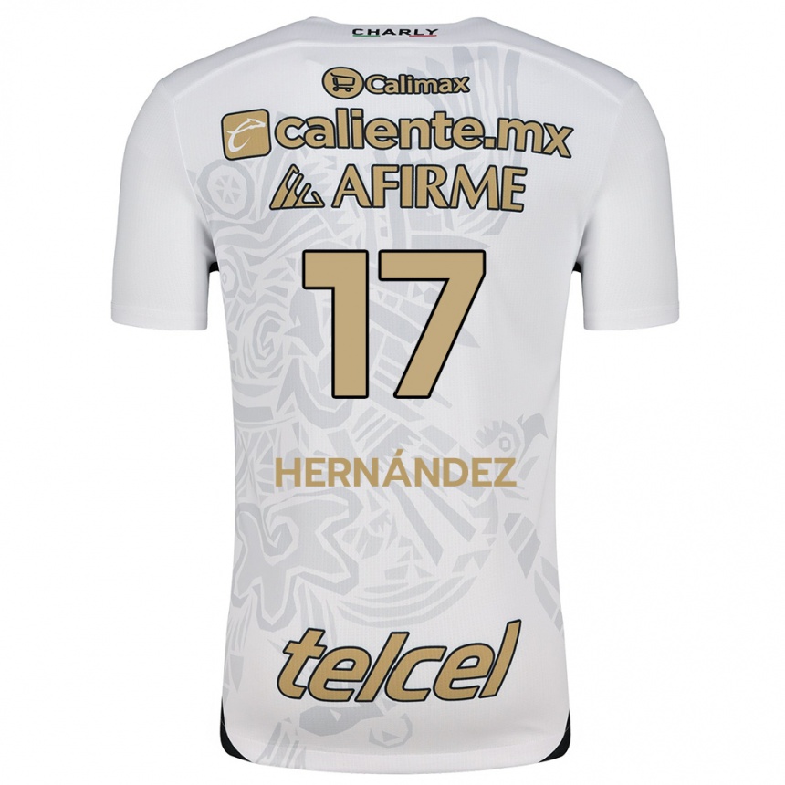 Kids Football Rubén Hernández #17 White Black Away Jersey 2024/25 T-Shirt